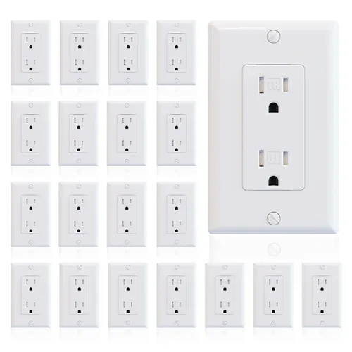 Miniatura 24 de ELEGRP Toma de corriente decorativa de pared, resistente a manipulaciones, 15 amperios, enchufe eléctrico de pared estándar, grado residencial