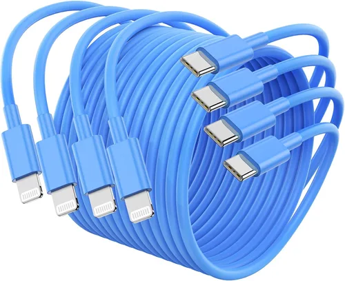 Miniatura 11 de Paquete de 4 cables USB C a Lightning de 6 pies, cable de carga rápida para iPhone 14, repuesto para el cable de carga original de Apple para iPhone