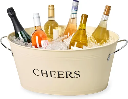 Cubos de Bebida Twine Cheers, Cubos Galvanizados para Entretener, Cubos de Bebidas para Fiestas, Gran Cubo de Hielo y Canasta de Regalo, Cubos de