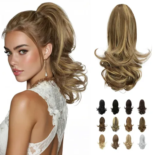 Miniatura 25 de Sofeiyan Extensión de cola de caballo de 11 pulgadas con clip de garra, extensiones de cabello con cola de caballo, cola de caballo larga y rizada