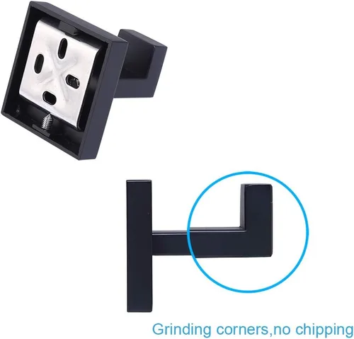 Miniatura 5 de TASTOS Ganchos para toallas de baño, color negro mate, paquete de 2 ganchos de acero inoxidable para bata y ropa, gancho de pared resistente