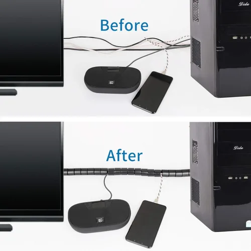 Miniatura 5 de Organizador de cables de 10 pies de diámetro de 0.8 pulgadas de diámetro con clip de cremallera, organizador de cables de alambre flexible