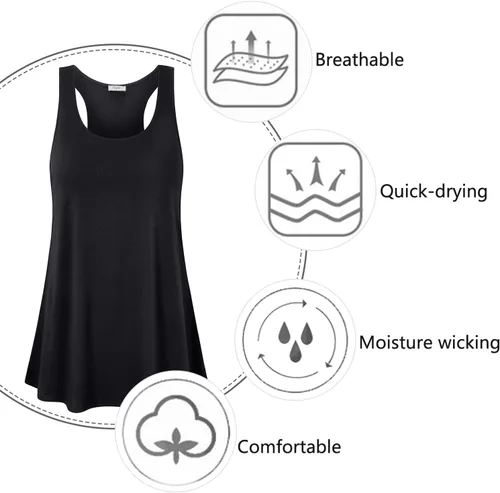 Miniatura 37 de Cestyle - Camiseta sin mangas para mujer, cuello redondo, corte holgado, para entrenamiento