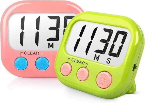 Temporizadores de aula para profesores y niños, temporizador digital magnético grande, suministros para profesores, paquete de 2, verde y rosa Verde