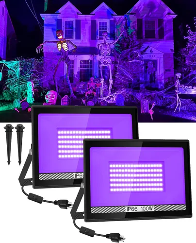 Miniatura 16 de T-SUN Barra de luz LED negra de 72 W, barras de luz negra con enchufe e interruptor, tira de luces de área de 22 x 22 pies para fiesta brillante