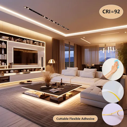 Miniatura 4 de BENLUN Tira de luz LED COB de 48 V, 65.6 pies, 3000 K, luz blanca cálida, flexible, cortable, luces de cinta LED 8W/M 480LEDs/M CRI 92 con fuente