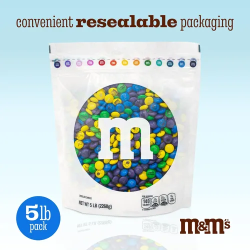 Miniatura 5 de M&M'S Caramelos de cumpleaños de chocolate con leche, 5 libras de dulces a granel con imágenes prediseñadas de feliz cumpleaños impresas, perfectos