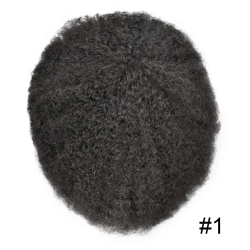 Miniatura 2 de LYRICAL HAIR Afro Toupee 360 unidades de cabello afro ondulado para hombres negros, sistema de reemplazo de inyección de poliuretano de piel fina
