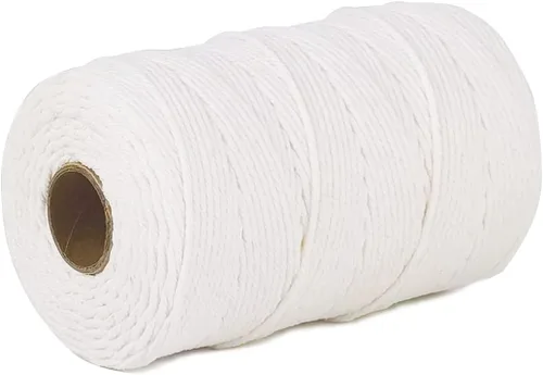 Miniatura 2 de PerkHomy Cuerda de algodón para carniceros 700 pies 2mm de grosor, cordel para cocinar, apto para alimentos, manualidades, cocina, carne de Blanco