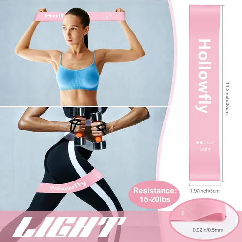 Miniatura 5 de Hollowfly 12 bandas de ejercicio de látex para entrenamiento de glúteos, bandas de ejercicio elásticas antideslizantes para piernas, sentadillas