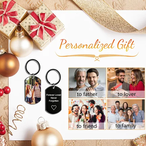 Miniatura 7 de Llavero personalizado con imagen, llavero giratorio de doble cara con fotos coloridas, regalos conmemorativos para amantes de la familia