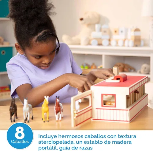 Miniatura 2 de Establo de madera de juguete con 8 caballos, de Melissa & Doug