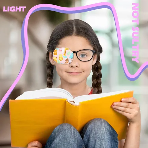 Miniatura 5 de Newcotte 12 piezas de parche ocular para niños, reutilizable, ajustable, para niñas y niños, para gafas, para ojo izquierdo o derecho, patrones