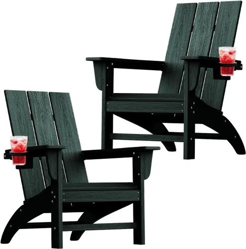Miniatura 11 de Silla Adirondack moderna, sillas de patio de plástico HDPE para todo tipo de clima, silla para hoguera, sillas de césped al aire libre para terraza