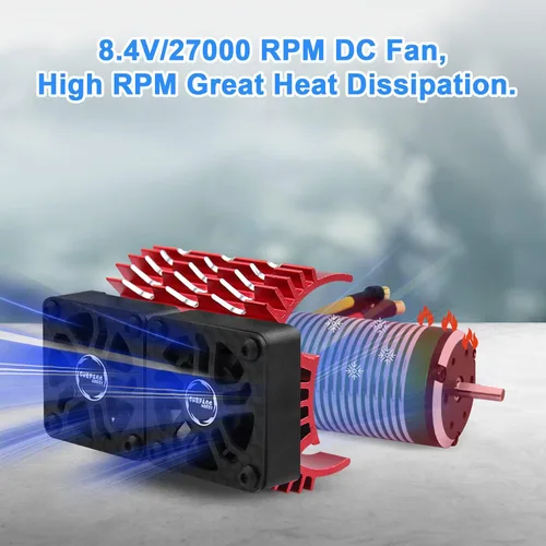 Miniatura 2 de Ventiladores de refrigeración para motor de automóvil a control remoto, superan el ventilador de motor RC de 1.181 in con disipador de calor