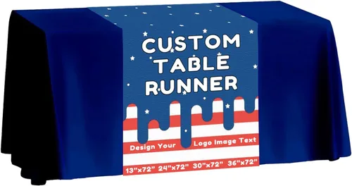 Camino de mesa personalizado, caminos de mantel personalizados con logotipo/imagen/texto, caminos de mesa personalizados para fiestas, ferias,
