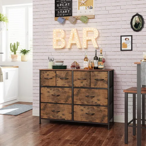 Miniatura 4 de WLIVE Cómoda para dormitorio con 8 cajones, cómoda de tela ancha para almacenamiento y organización, cómodas de dormitorio, cajonera para sala