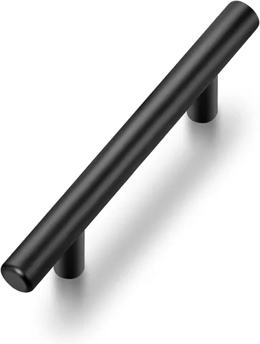 Ravinte Manijas de 6 pulgadas, de acero inoxidable, para gabinete de cocina, manijas para cajones y armarios, color negro mate, con agujero central