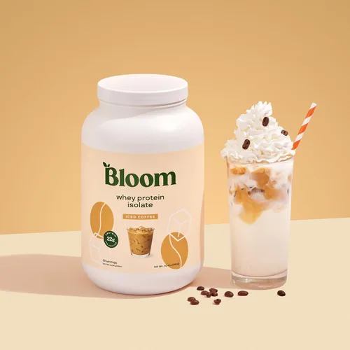 Miniatura 2 de Bloom Nutrition Proteína aislada de suero en polvo, café helado, mezcla de bebida pura Iso después del entrenamiento, mezcla de batidos con enzimas