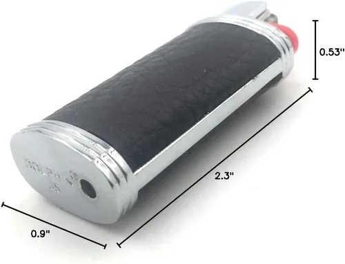 Miniatura 10 de Funda de cuero de metal para encendedor BIC Mini J5 Negro