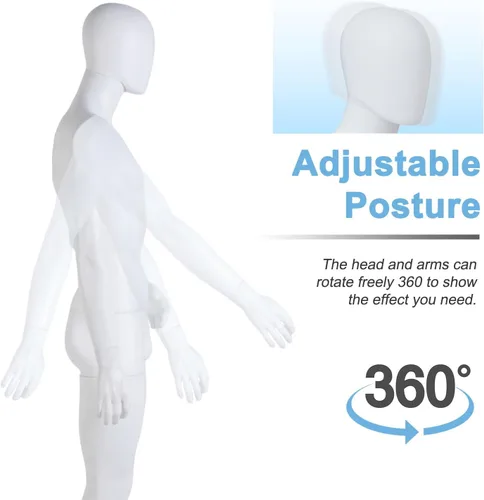 Miniatura 2 de Male Full Body Mannequin, Realistic Male Mannequin with Stand, Adjustable & Detachable Dress Form for Retail Clothing Display, Tailoring, Fashion
