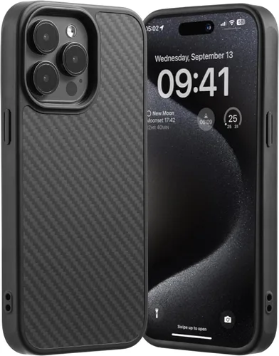 Miniatura 35 de Tigowos - Funda magnética para iPhone 15, resistente a las caídas, sensación de piel mate, a prueba de golpes, delgada, negro mate