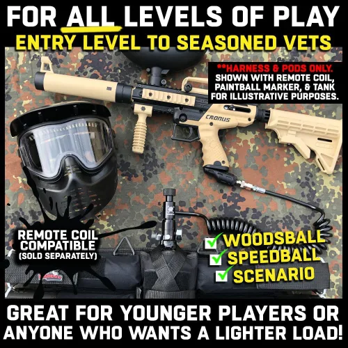 Miniatura 4 de Maddog 4+1 arnés de paintball de nivel de entrada con bolsa de soporte de tanque de CO2 HPA Incluye (4) cápsulas de paintball