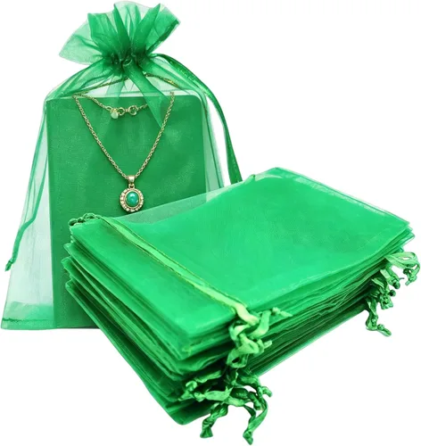 Miniatura 13 de Bolsas de regalo de organza de 5 x 7 pulgadas con cordón para joyas, dulces, flores de lavanda secas, 100 bolsitas rojas, bolsa de malla de tela