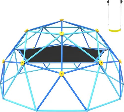 Gardenature - Cúpula de escalada de 10 pies con hamaca y columpio, gimnasio de jungla al aire libre para niños, estructura de escalada de cúpula