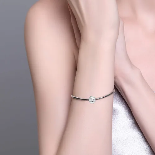 Miniatura 5 de PEIMKO Pulsera de serpiente de plata de ley personalizada con foto personalizada y forma redonda
