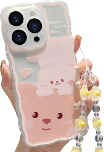 Miniatura 32 de Compatible con iPhone 11 Funda Lindo Dibujos Animados Pequeño Oso Conejo con Lindo Diseño de Cadena para Mujeres Niñas Estético Kawaii Funda Delgada