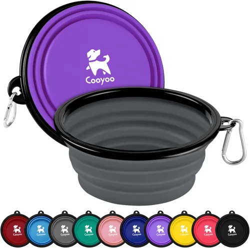 Miniatura 16 de COOYOO Cuenco plegable para perros, paquete de 2 cuencos plegables para agua para perros y gatos, plato portátil para alimentación de mascotas