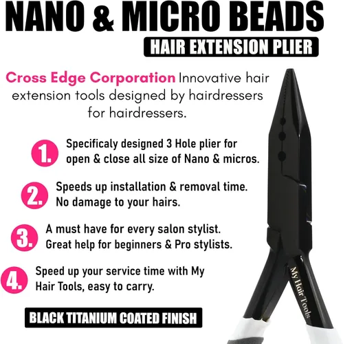 Miniatura 2 de Comfortable Handles Pro - Kit de herramientas de extensión de cabello, 3 agujeros, micro y nano, alicates para prensar y quitar el cabello, alicates