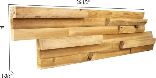 Miniatura 4 de Paneles de madera maciza de granero de pino natural recuperado en 3D, 9 paneles, cubiertas de 10.4 pies cuadrados por caja (abedul natural)