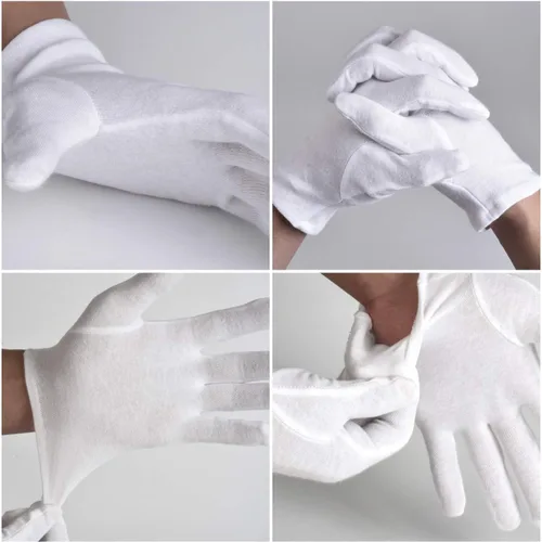 Miniatura 5 de Guantes 100% algodón, 6 pares de guantes de algodón blanco para mujeres, manos secas, eczema, spa, hidratantes, guantes de trabajo para servir