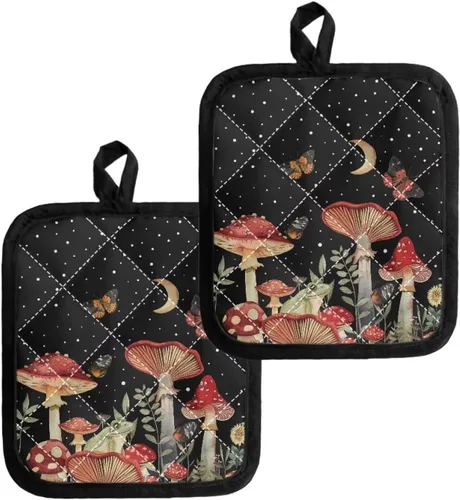 Miniatura 24 de UNICEU Porta ollas de mariposa con diseño de gallo, 2 paquetes para cocina, hornear, parrilla, cocinar, resistentes al calor, almohadillas calientes