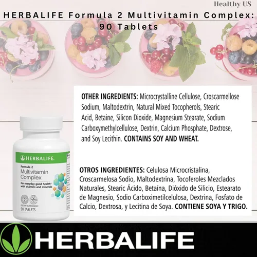 Miniatura 4 de HERBALIFE Formula 2 Multivitamin Complex: 90 Tablets, for Everyday Good Health, Promotes Healthy Bones, Skin and Hair. with Folic Acid, Calcium and