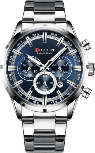 Miniatura 15 de FANMIS Relojes de lujo para hombre, cronógrafo de negocios, impermeable, de acero inoxidable, analógico, de cuarzo, reloj de pulsera