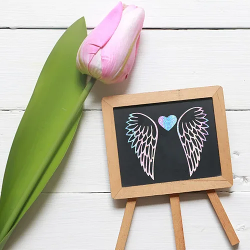 Miniatura 3 de BENECREAT 18 unidades de placa de papel de aluminio caliente con alas de ángel, sonreír/abrazos, troqueles de metal de acero al carbono para hacer