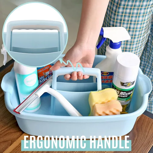 Miniatura 6 de Organizador de suministros de limpieza, paquete de 2 organizadores de suministros de limpieza con asa, cubo de plástico para productos de limpieza