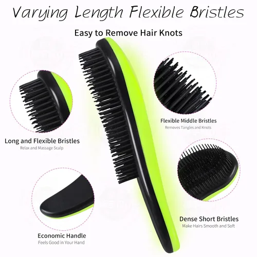 Miniatura 2 de 79STYLE 3 cepillos desenredantes para el cabello, sin enredos, para niños, sin nudos, sin dolor, desenredante, cepillo de pelo para niños, peines