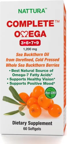 Miniatura 2 de Nattura Complete Omega 3-6-7-9, aceite de espino cerval de mar puro, calidad europea, de bayas silvestres de espino cerval de mar entero prensadas