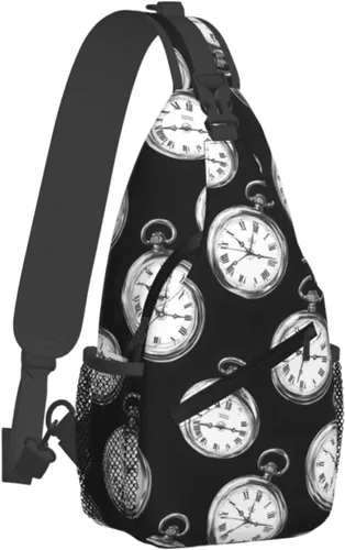 Small Crossbody Bags for Women Men - Vintage Pocket Watch Print Adjustable Shoulder Bag Fanny Packs Belt Sling Bag Crossbody Purses Backpack for