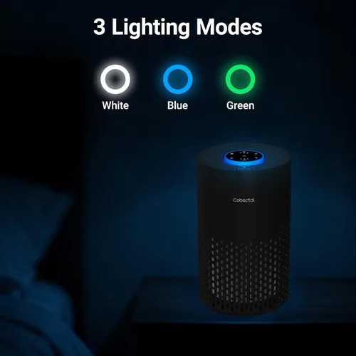 Miniatura 9 de Purificadores de aire para dormitorio y hogar, limpiador de aire Cobectal con filtro H14 True HEPA 3 en 1 para habitación de hasta 1050 pies Negro-1
