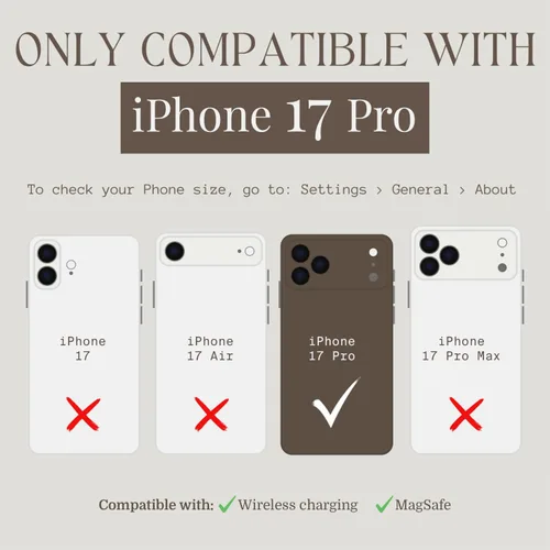 Miniatura 7 de Walli Fundas para iPhone 17 Pro, estética, magnética, compatible con cartera magnética y accesorios, bonita funda de piel vegana para iPhone 17 Pro