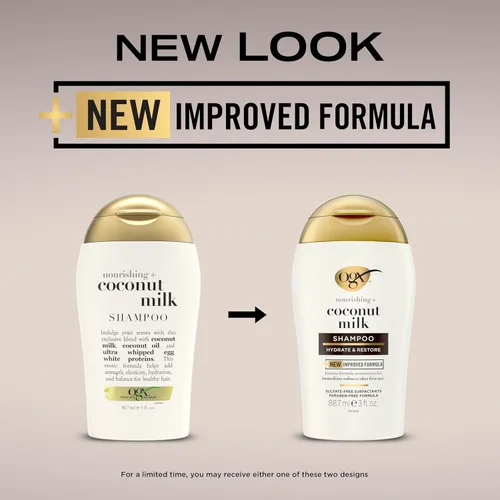 Miniatura 2 de OGX Champú Nutritivo + Leche de Coco Hidratante, Champú Hidratante y Restaurador que Hidrata para Cabello Suave Después del Primer Uso, Sin