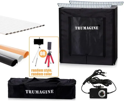 Miniatura 4 de Caja de luz fotográfica para fotografía de 24 x 24 x 24 pulgadas, kit de tienda de campaña con cubo LED regulable para caja de estudio blanca
