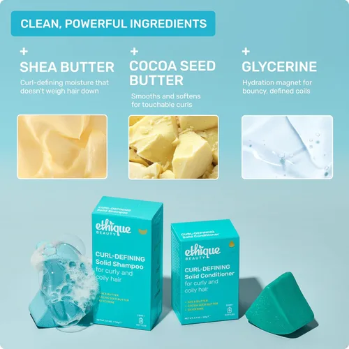 Miniatura 4 de Ethique - Professor Curl - Barra de champú para cabello rizado; define los rizos con manteca de karité, libre de plástico, vegano, sin crueldad
