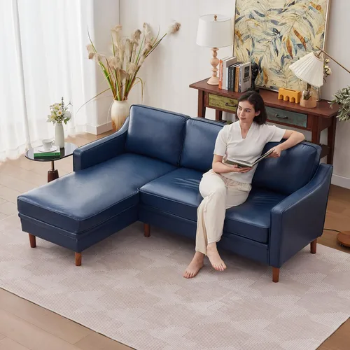 Miniatura 13 de Conjuntos de muebles para sala de estar Kingfun, sofá de 3 plazas y sofá biplaza, juego de sofá de estilo moderno de mediados de siglo, sofá de Piel