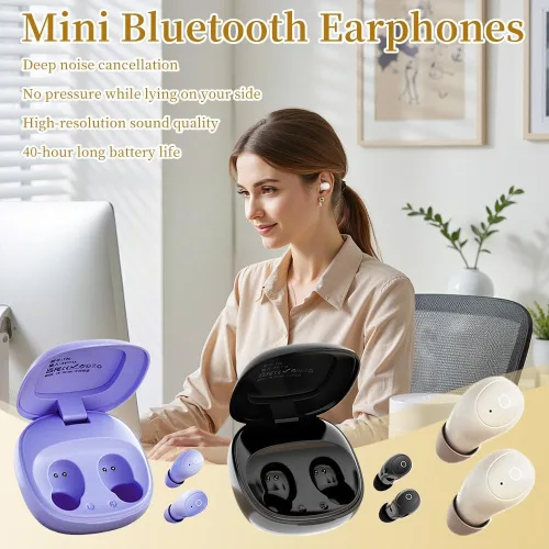 Miniatura 5 de Audífonos pequeños invisibles para dormir, auriculares inalámbricos Bluetooth más pequeños, micro ocultos, discretos, cómodos y pequeños auriculares